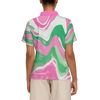 Pink and Green Swish Slim Fit Short-Sleeve Golf Polo Shirt-Heavyweight