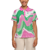 Pink and Green Swish Slim Fit Short-Sleeve Golf Polo Shirt-Heavyweight