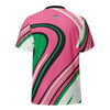 Pink Black and Green Athletic Jersey Pink, Black, Green Fashion Sports Jersey, is made of 100% recycled polyester fabric, breathable & moisture-wicking with a premium double-layered V-neck collar. Women Go Swish