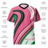 Pink Black and Green Athletic Jersey Pink, Black, Green Fashion Sports Jersey, is made of 100% recycled polyester fabric, breathable & moisture-wicking with a premium double-layered V-neck collar. Women Go Swish